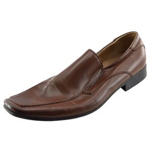 Madden Mens‎ Loafers Size 12 Brown Leather Square Toe Slip On Dress Comfort